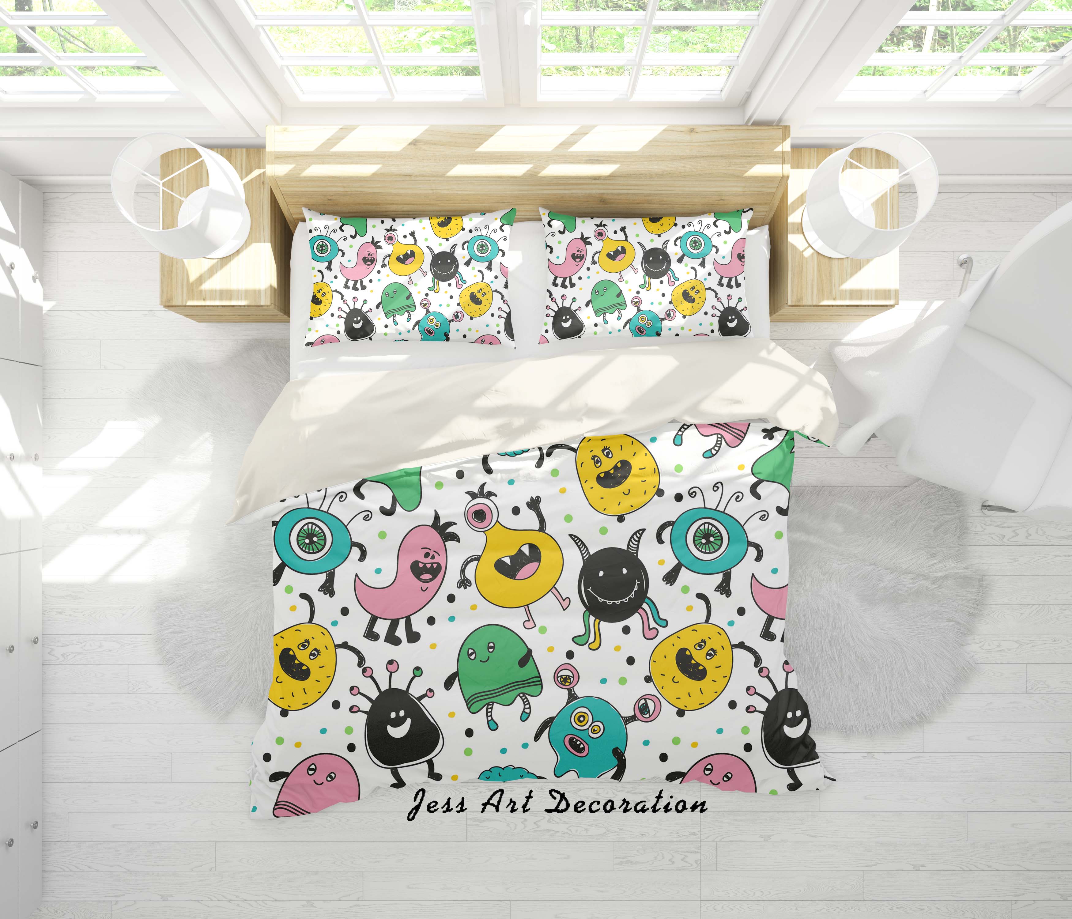 3D Abstract Cartoon Animals Quilt Cover Set Bedding Set Pillowcases 06