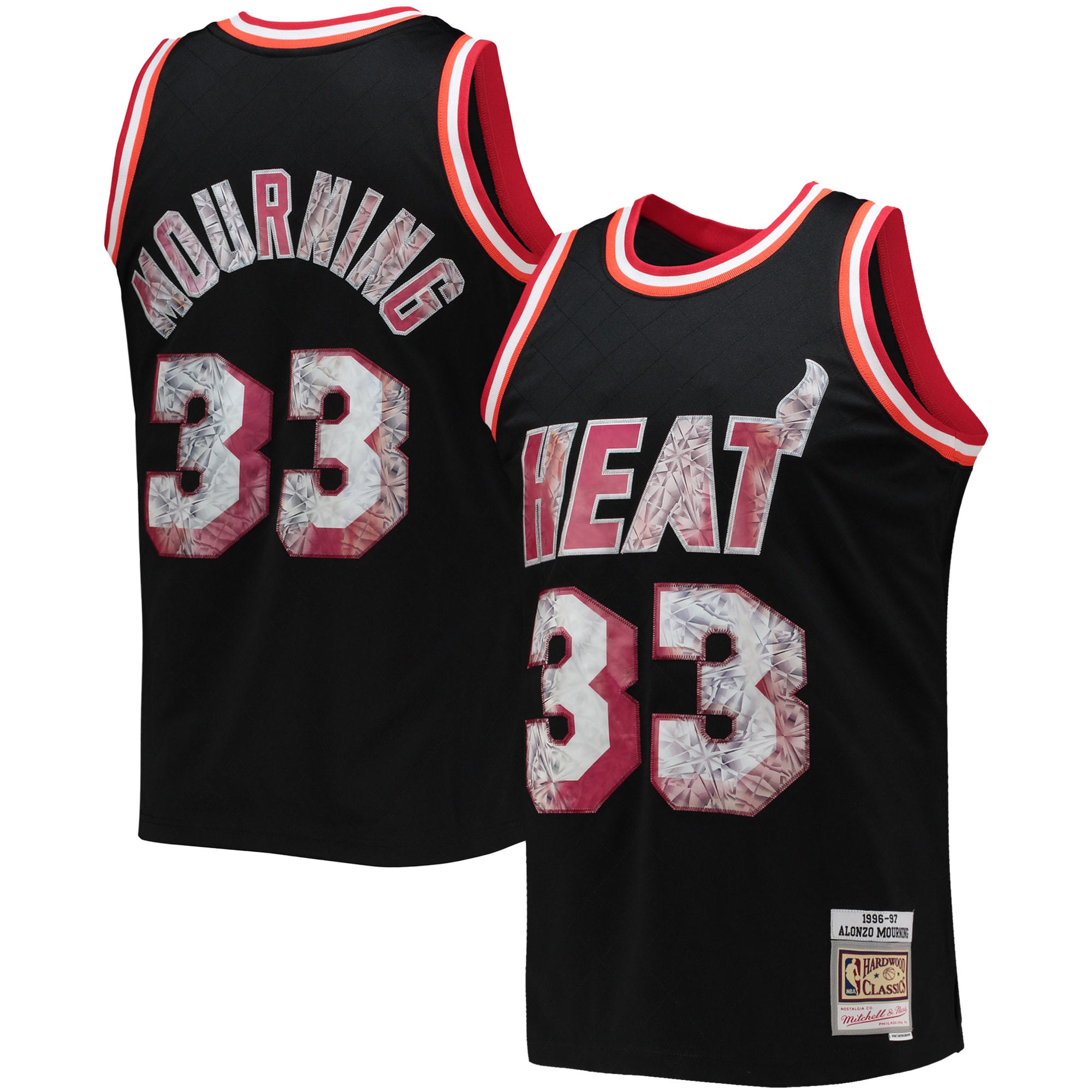 Alonzo Mourning Miami Heat Mitchell & Ness 1996-97 Hardwood Classics NBA 75th Anniversary Diamond Swingman Jersey – Black