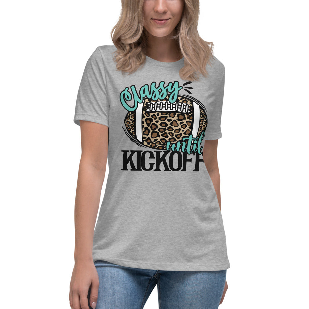 Classy Until Kickoff Leopard Football T-Shirt