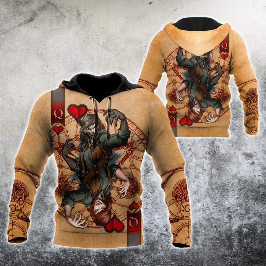 Wolf Poker All Over Printed Unisex Deluxe Hoodie ML