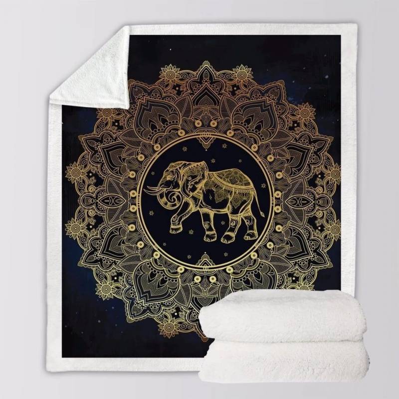 Golden Elephant Mandala CLH2511206F Sherpa Fleece Blanket