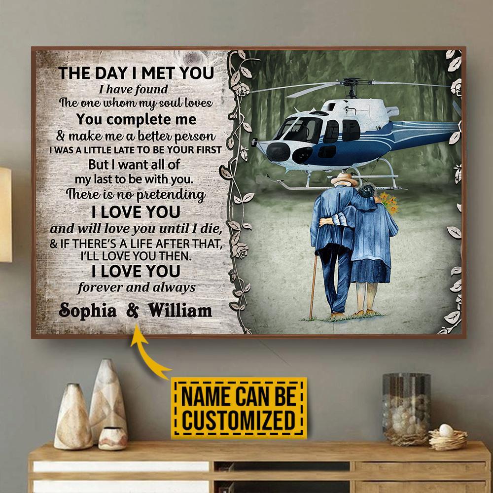 Aeticon Gifts Personalized Helicopter The Day I Met Canvas Mom Dad Gift Home Decor