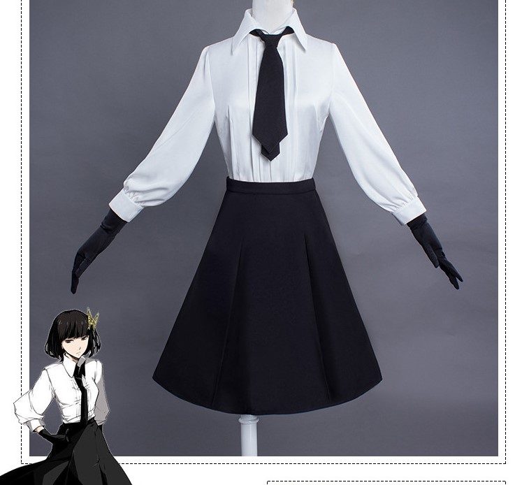 Anime Bungou Stray Dogs Akiko Yosano Cosplay Costume Dress shirt Short Wig Halloween Masquerade Party Uniform Women alx