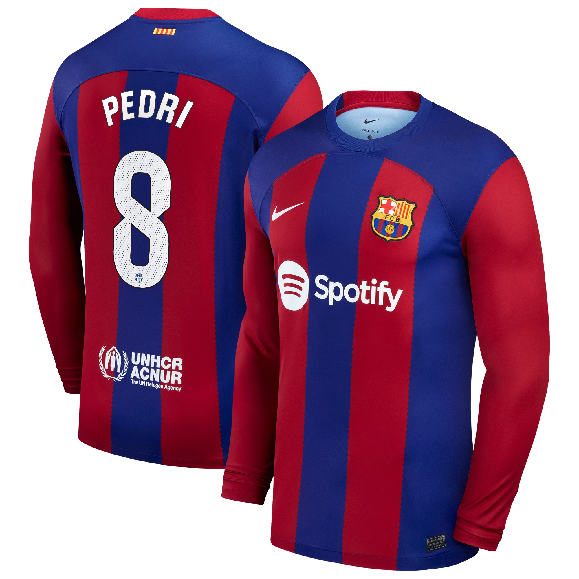 Pedri Barcelona 2023/24 Home Replica Long Sleeve Jersey – Royal