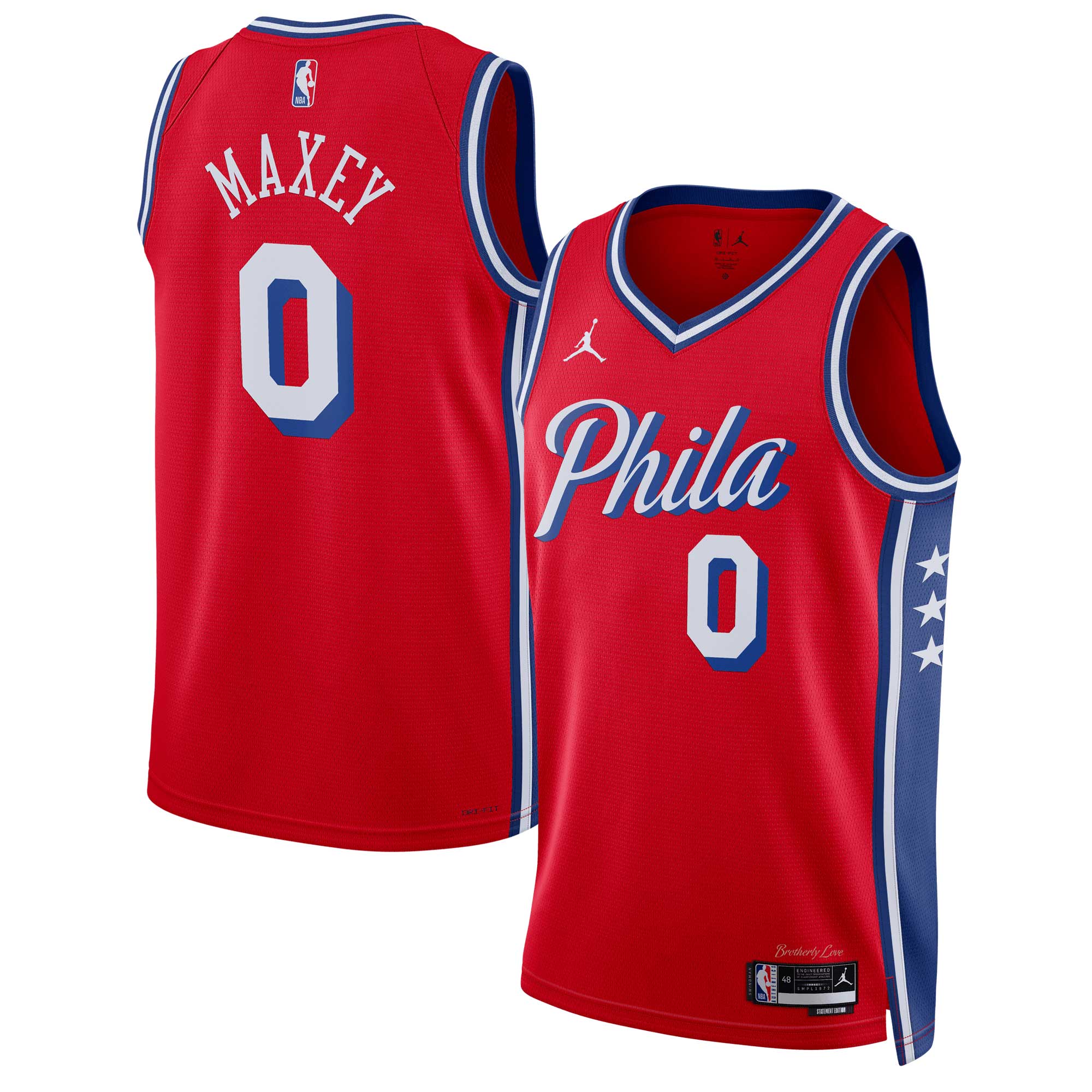 Tyrese Maxey Philadelphia 76ers Jordan Brand Unisex Swingman Jersey – Statement Edition – Red