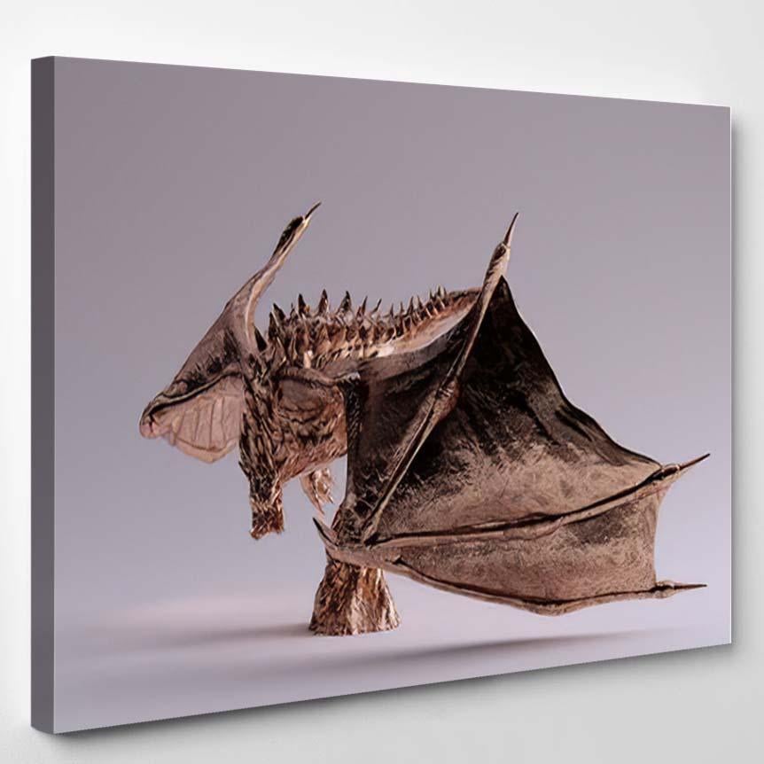 Bronze Horned Winged Black Dragon 3D – Dragon Animals Canvas Print
