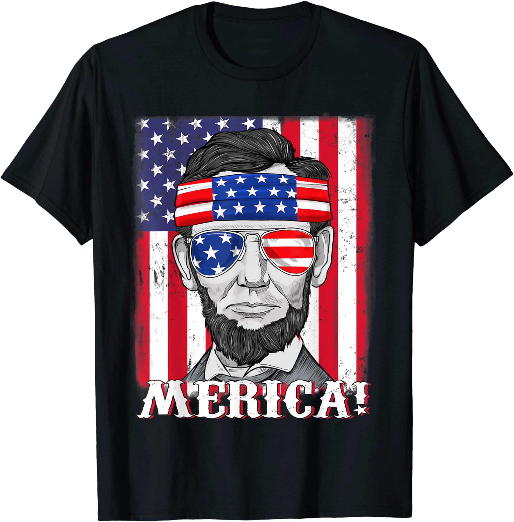 Abraham Lincoln 4th Of July Merica American Flag Boys Kids T-Shirt