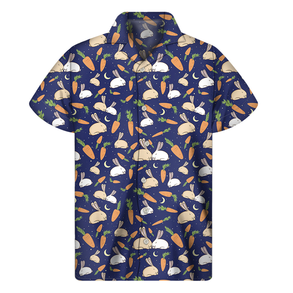 Carrot And Rabbit Pattern Print Men’S Short Sleeve Shirt