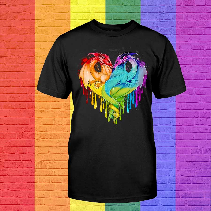 Pride Dragons T Shirt, Trans Pride Dragon Shirt, Gay Birthday Gift, Pride Month Gift