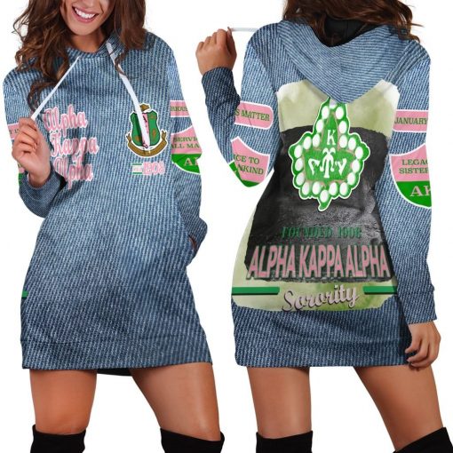 Alpha Kappa Alpha Est 1908 Jean Background Hoodie Dress