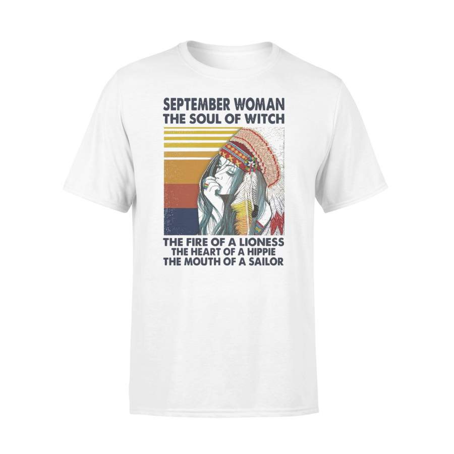 September Native Woman The Soul Of a Witch The Fire Of Lioness Vintage T-shirt