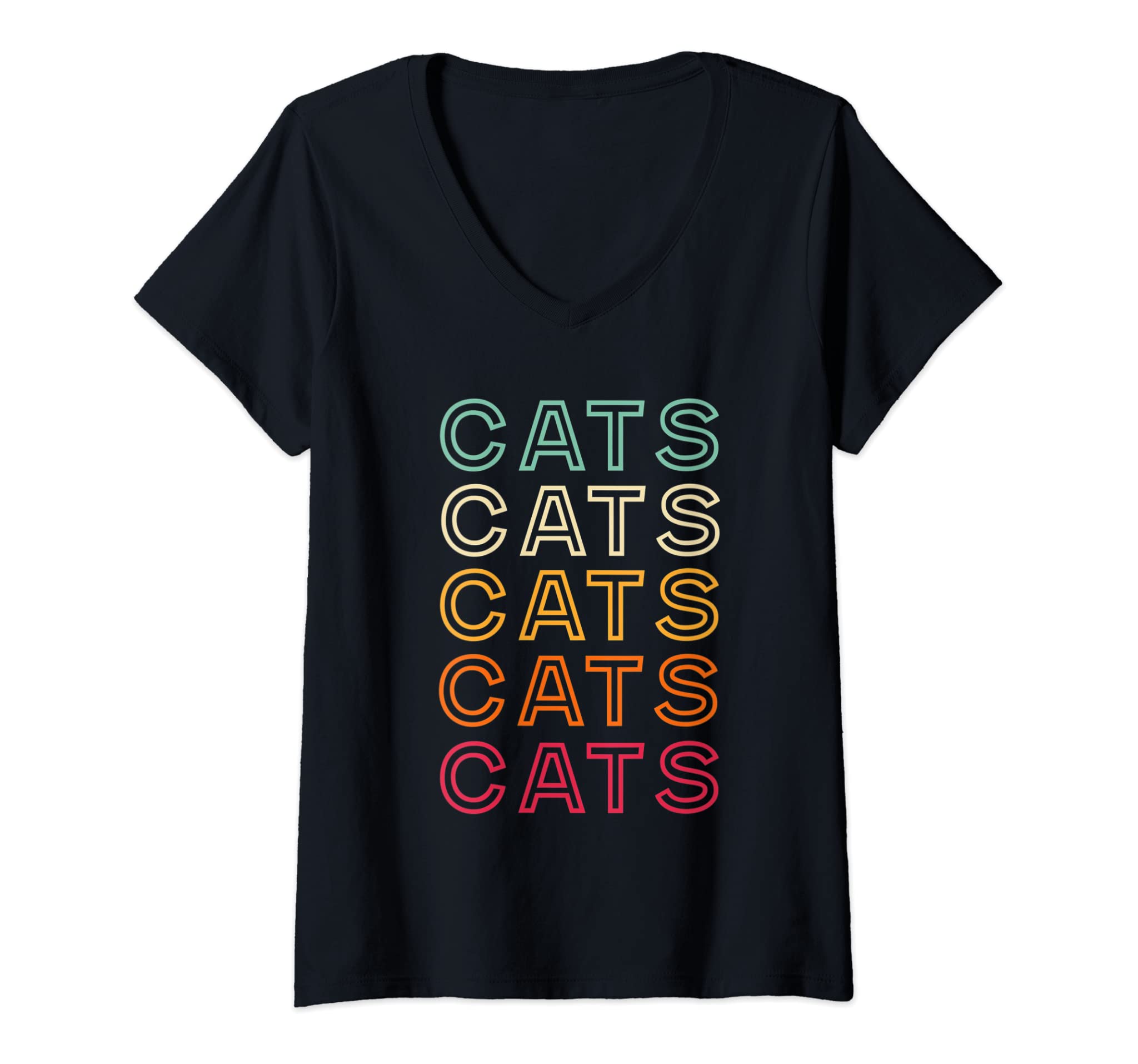 Womens Retro Cats Vintage Cats V-Neck