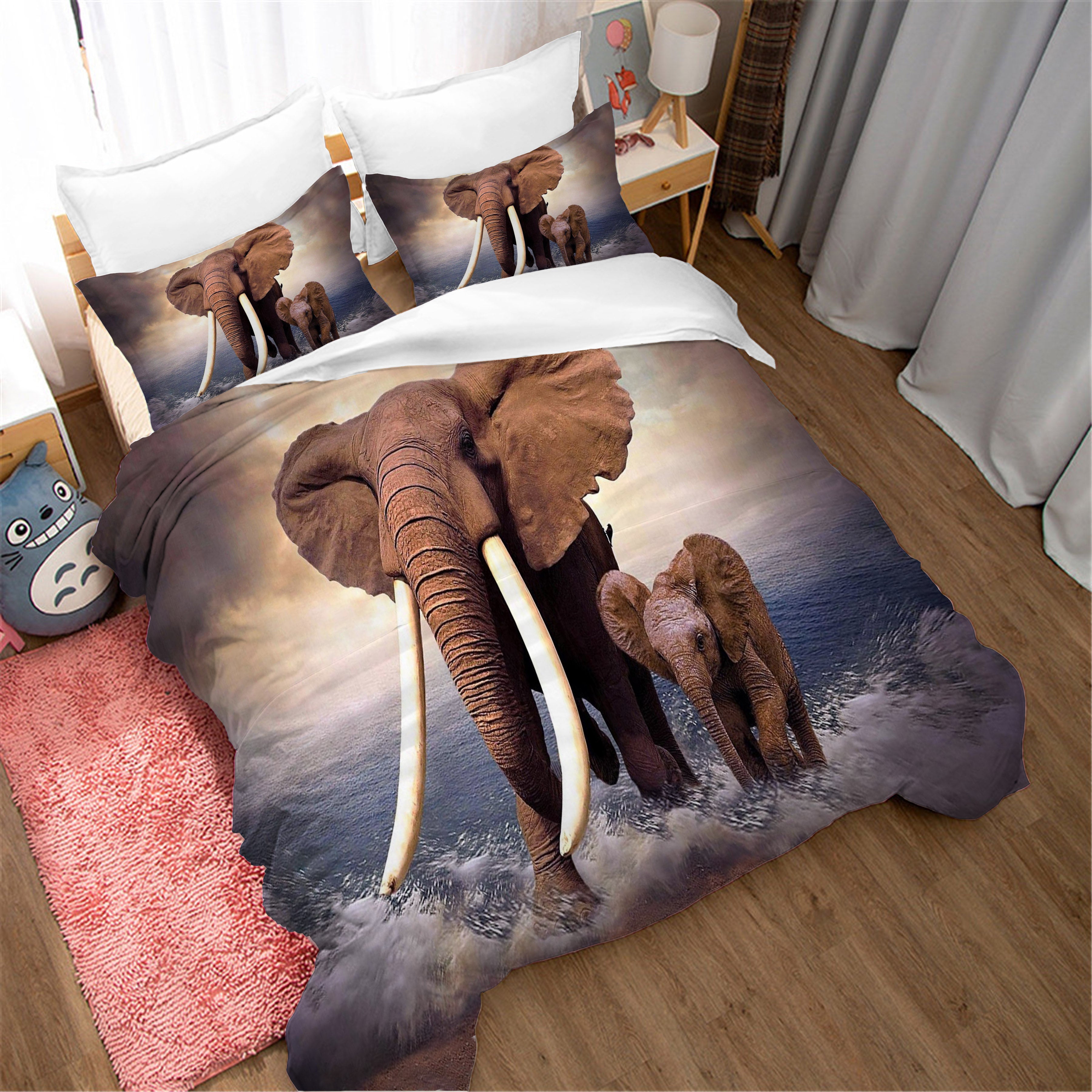 3D Elephant Quilt Cover Set Bedding Set Duvet Cover Pillowcases Sf206