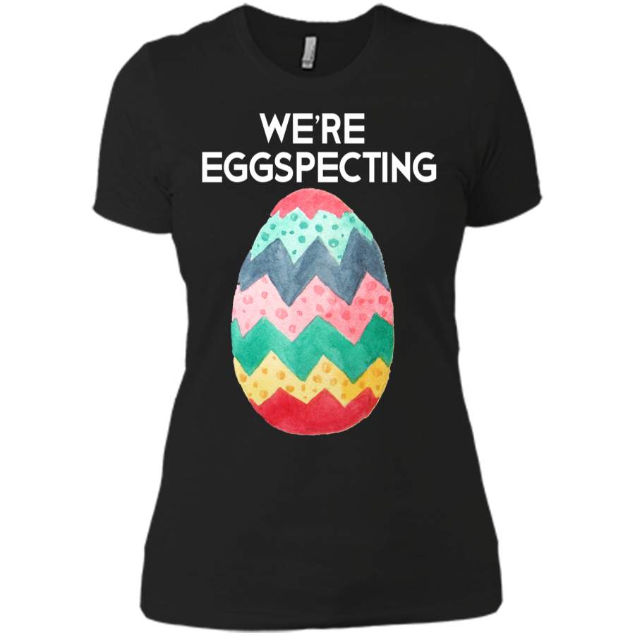 Couples Easter Pregnancy Reveal T-Shirt Were Eggspecting Next Level Ladies Boyfriend Tee