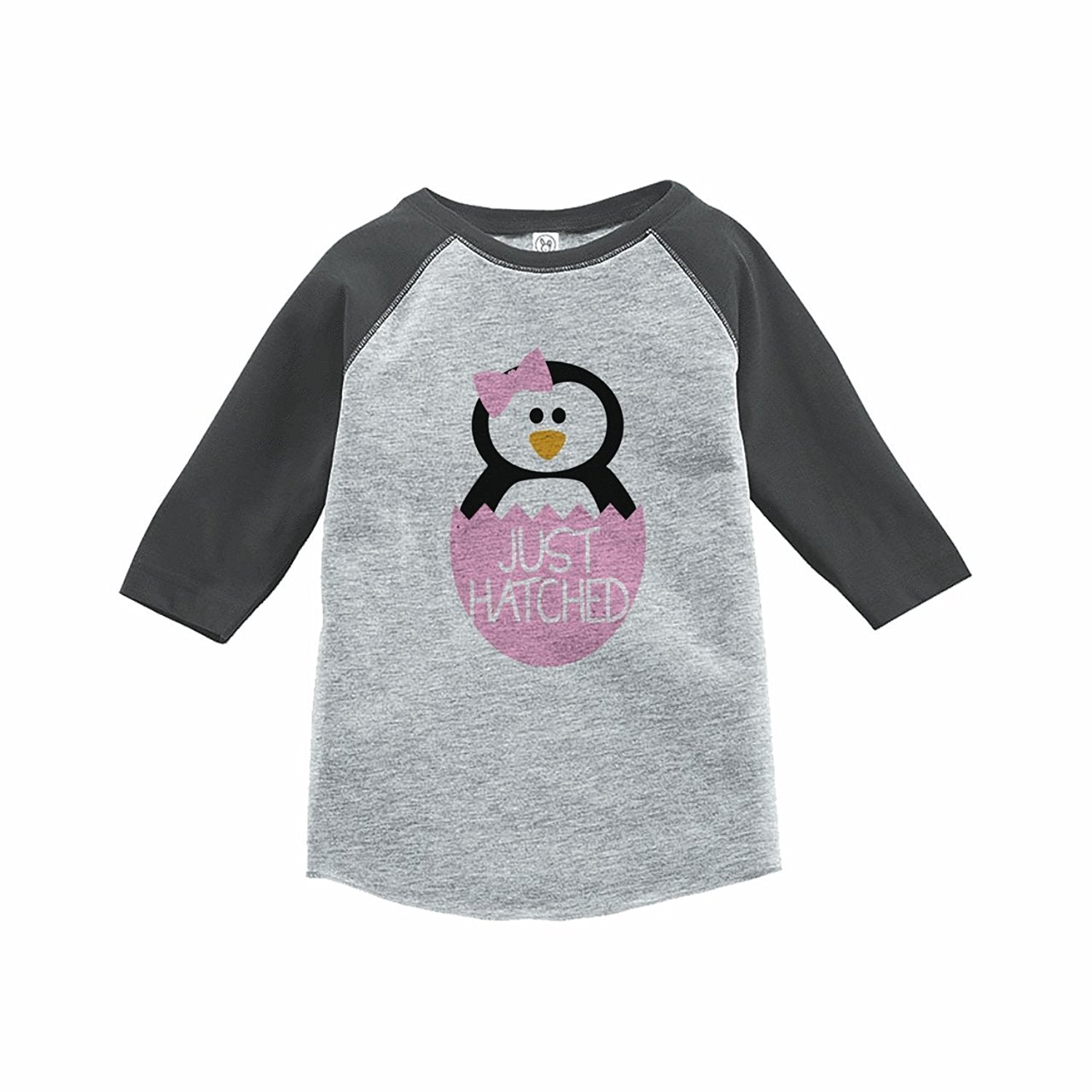 7 Ate 9 Apparel Girls Penguin Winter Grey Raglan Tee