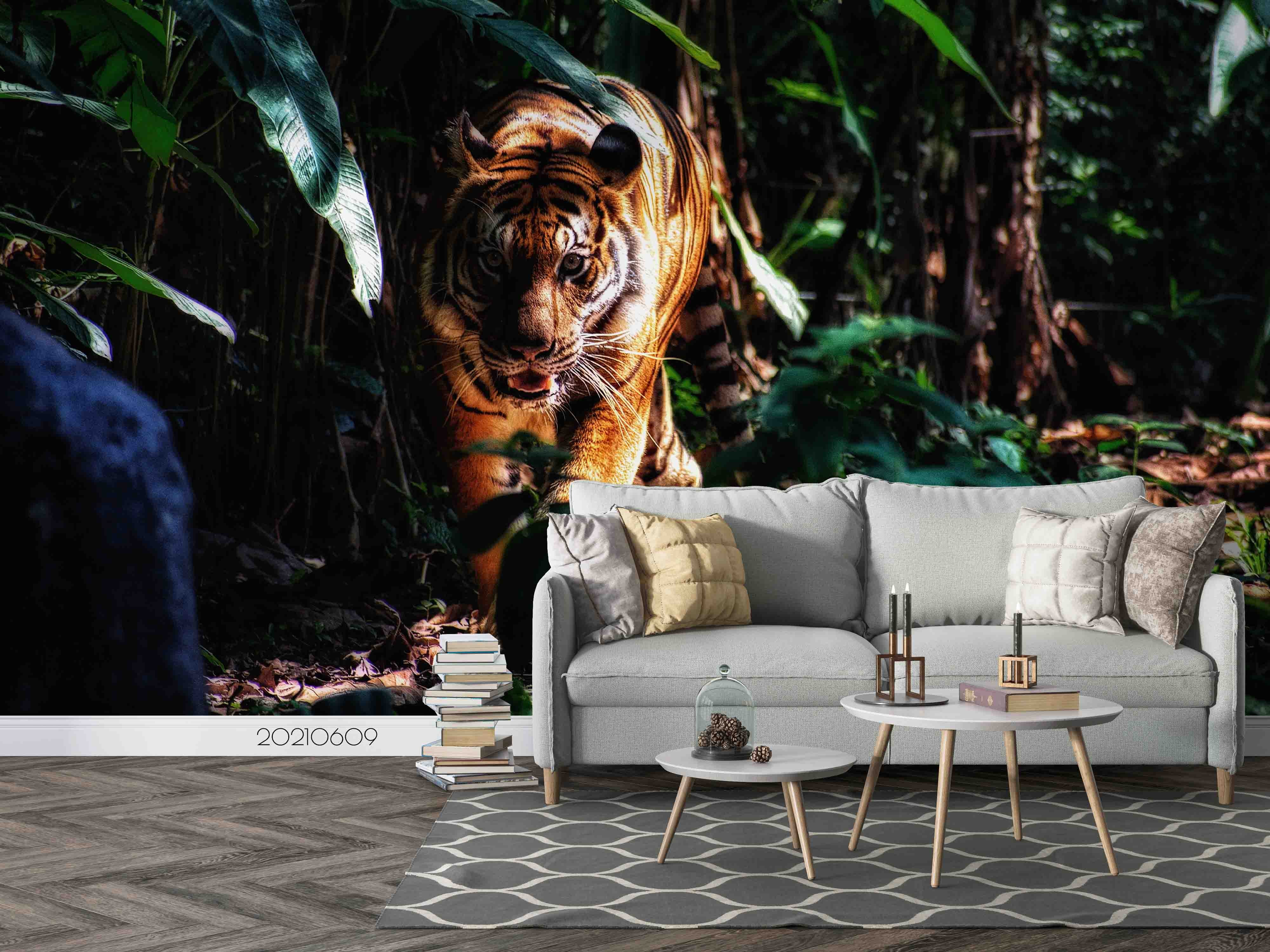 3D Tiger Forest Wall Mural Wallpaper Sww1757