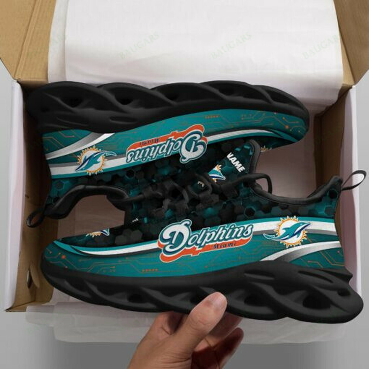 Miami Dolphins Personalized Yezy Running Sneakers Art 36