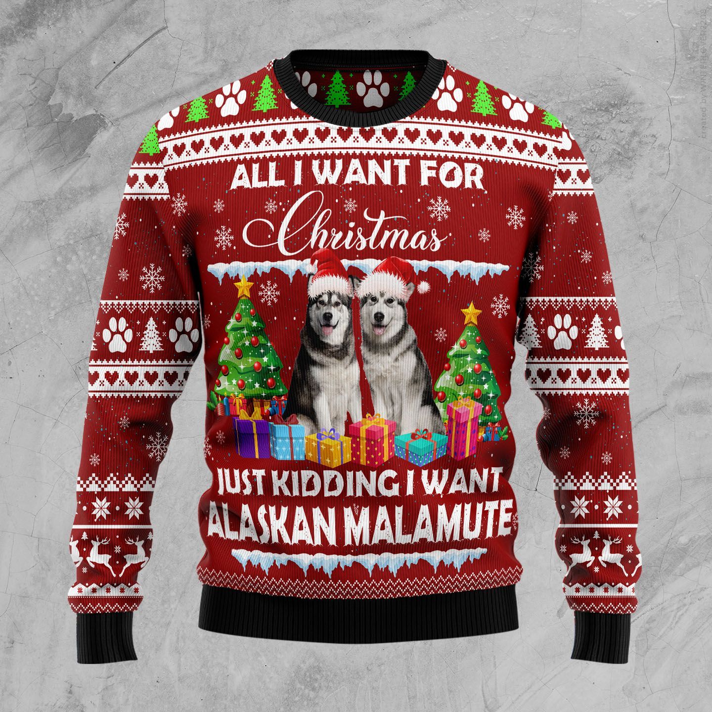 Alaskan Malamute Is All I Want For Xmas Ugly Christmas Sweater | For Men & Women | Adult | Us5245