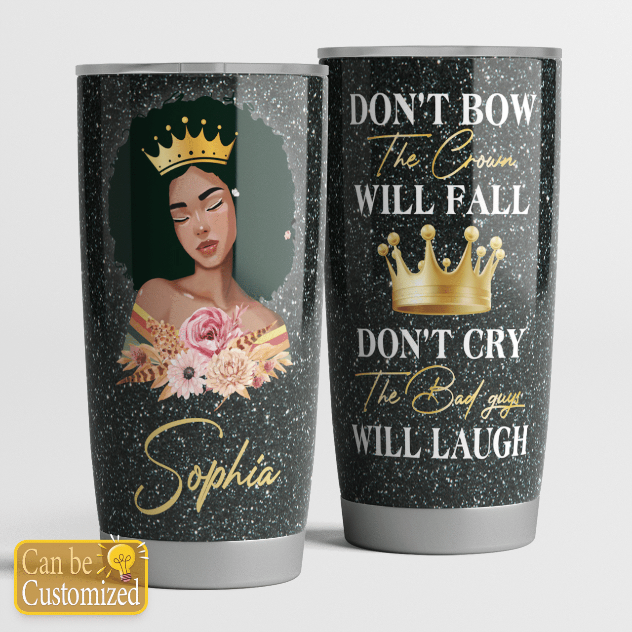 Personalized Tumbler Black Girl With Crown Tumbler For Black Queen Tumbler For Black Girl Gift