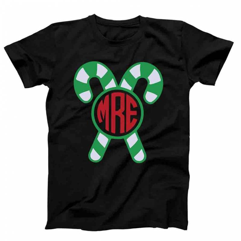 Candy Cane Christmas Holiday Monogram Men’s T-Shirt Tee