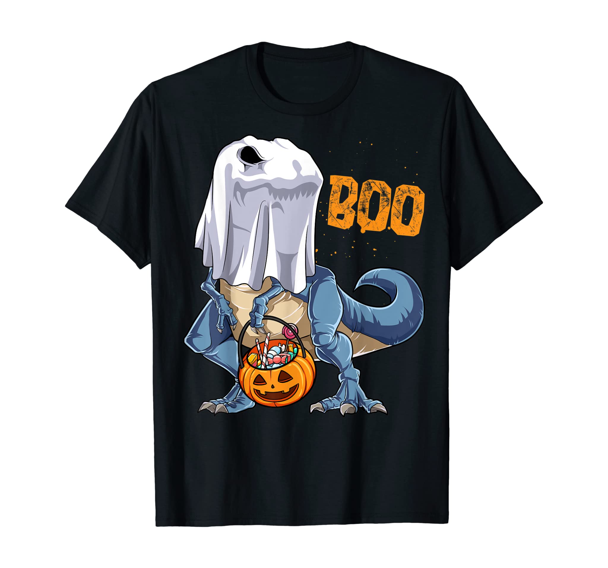 Ghost Dinosaur T Rex Funny Boo Halloween Gifts Men Pumpkin T-Shirt