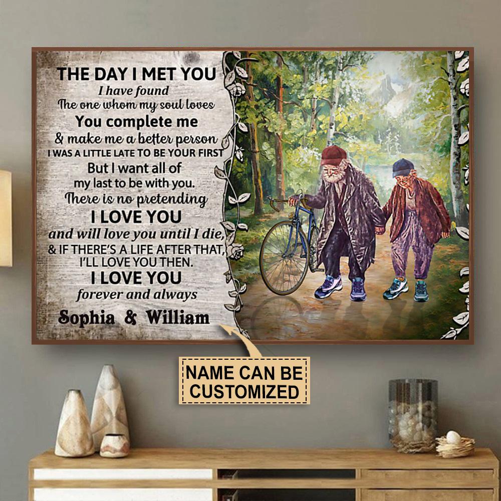 Personalized Canvas, Custom Canvas Prints Cycling Couple The Day I Met You Customized Poster Print, Canvas Poster Wall Art, Canvas Print Wall Decor