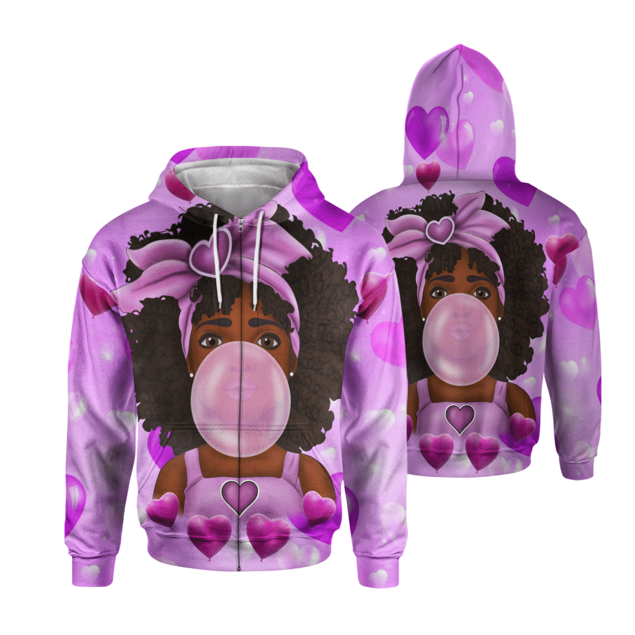 Mixed Melanin Poppin Girl Magic Black African American 3D Zip Hoodie