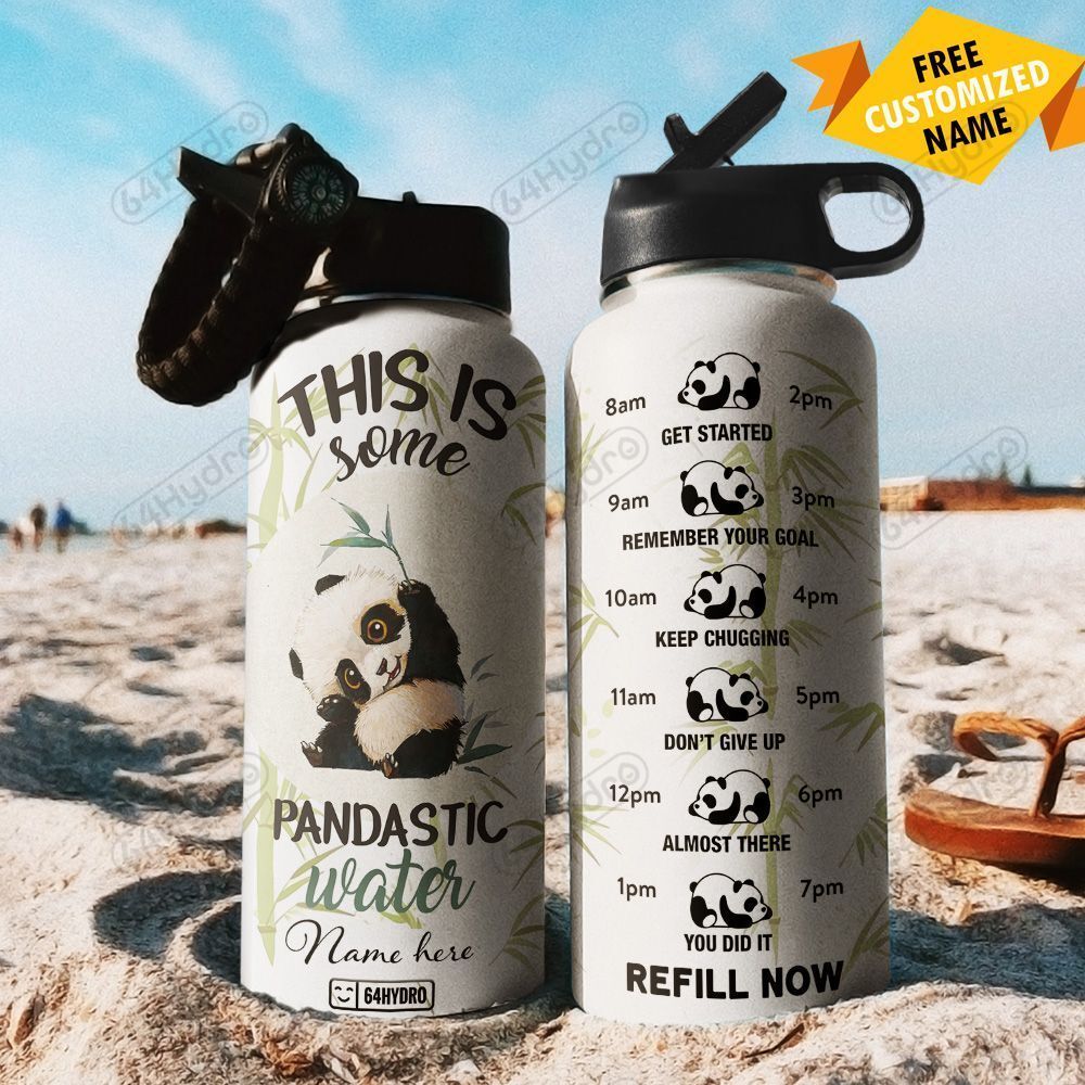 Panda Personalized Htr1408059 Stainless Steel Bottle With Straw Lid