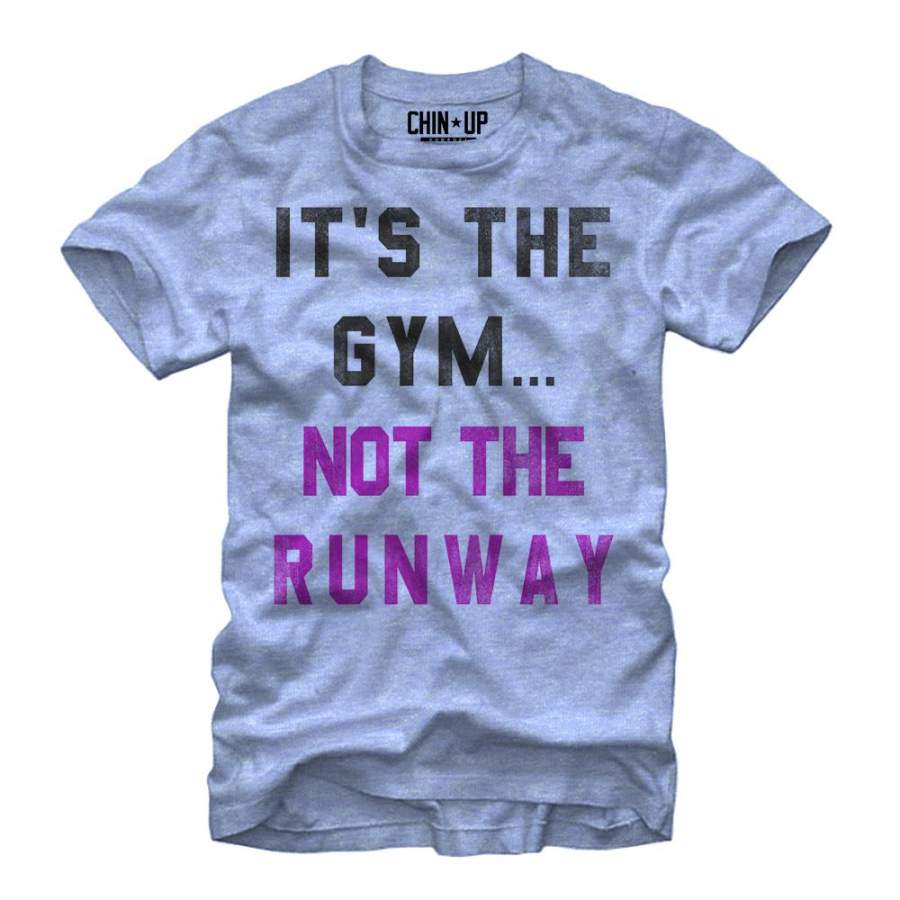 CHIN UP Women’s Not the Runway  Boyfriend Tee Light Blue Heather S