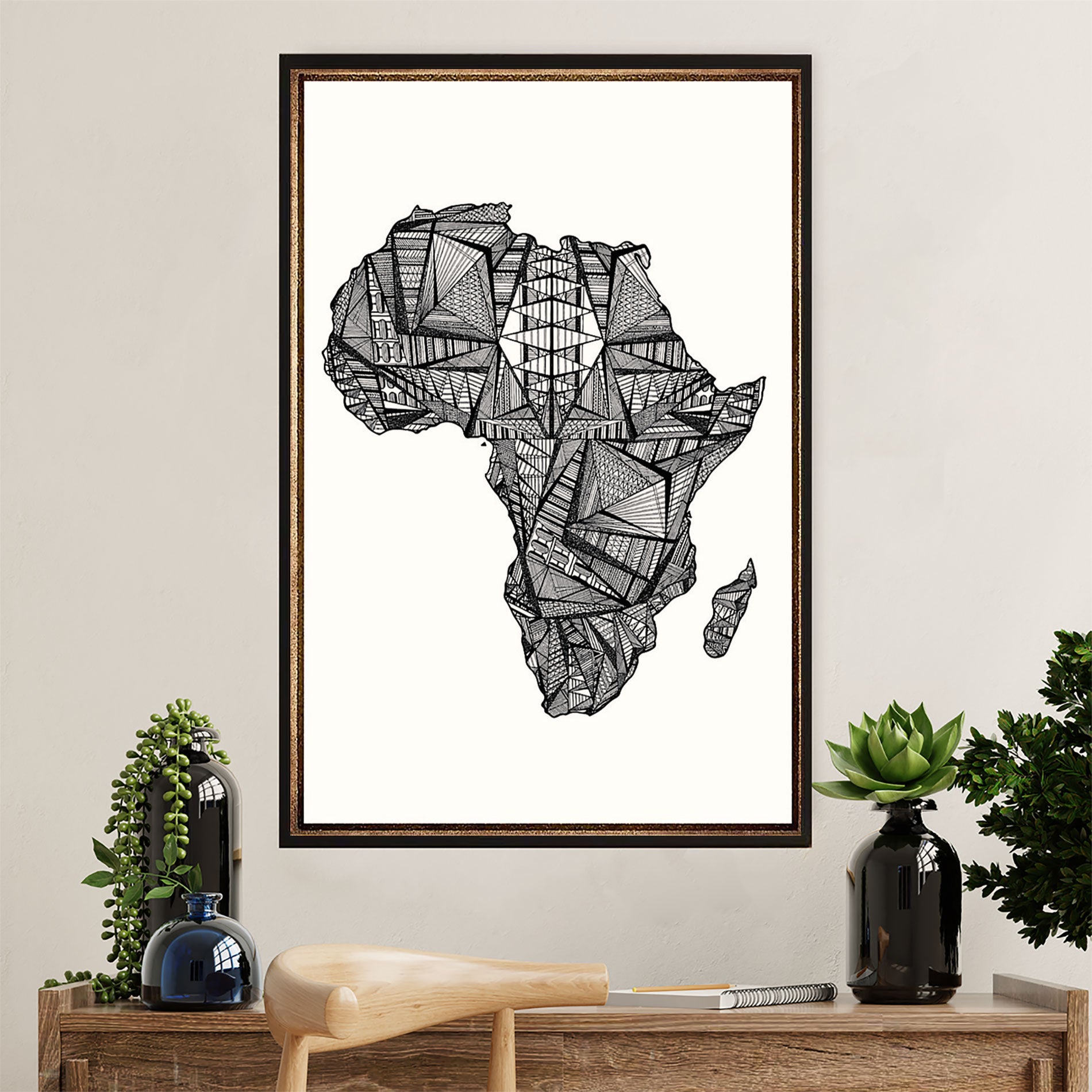 African American Afro Poster Prints | Africa Map | Wall Art Gift For Black Girl