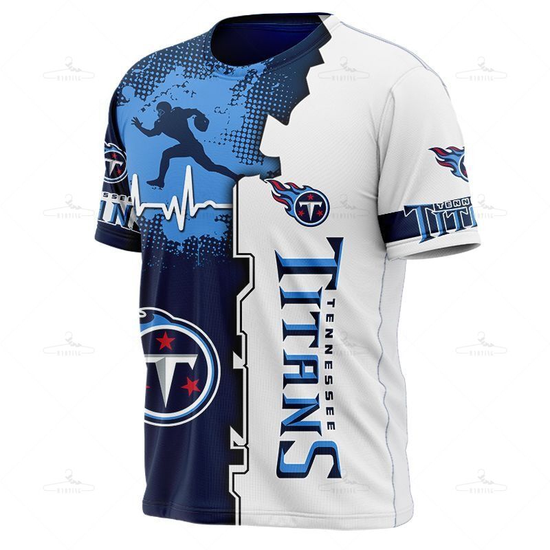 Tennessee Titans T-Shirt Graphic Heart Ecg Line