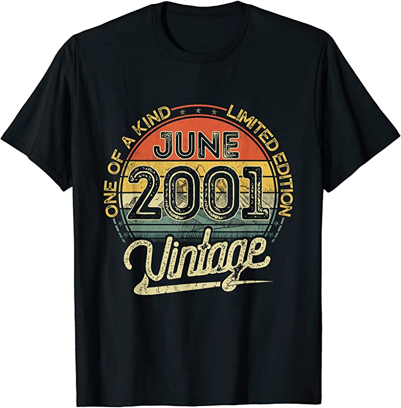 Vintage Retro June 2001 20th Birthday Gift 20 Years Old T-Shirt