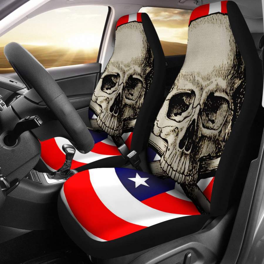 Flag Skull Seat Cover Car