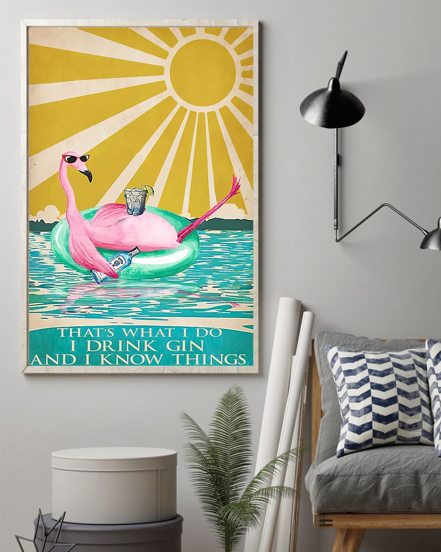 Flamingo I Drink Gin Vertical Canvas And Poster | Wall Decor Visual Art