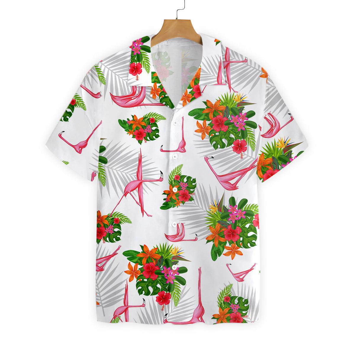 Tropical Workout Yoga Flamingo Namaste Hawaiian Shirt | For Men & Women | Hl2153