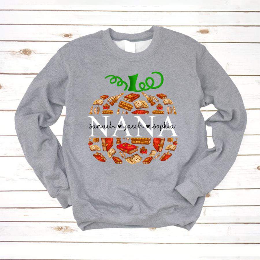 PERSONALIZED NANA PUMPKIN BOOKS KIDS NAMES   HALLOWEEN SHIRT