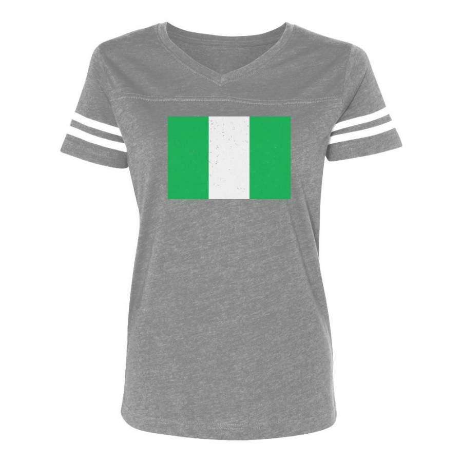 Vintage Nigeria Flag Women Football Jersey T-Shirt