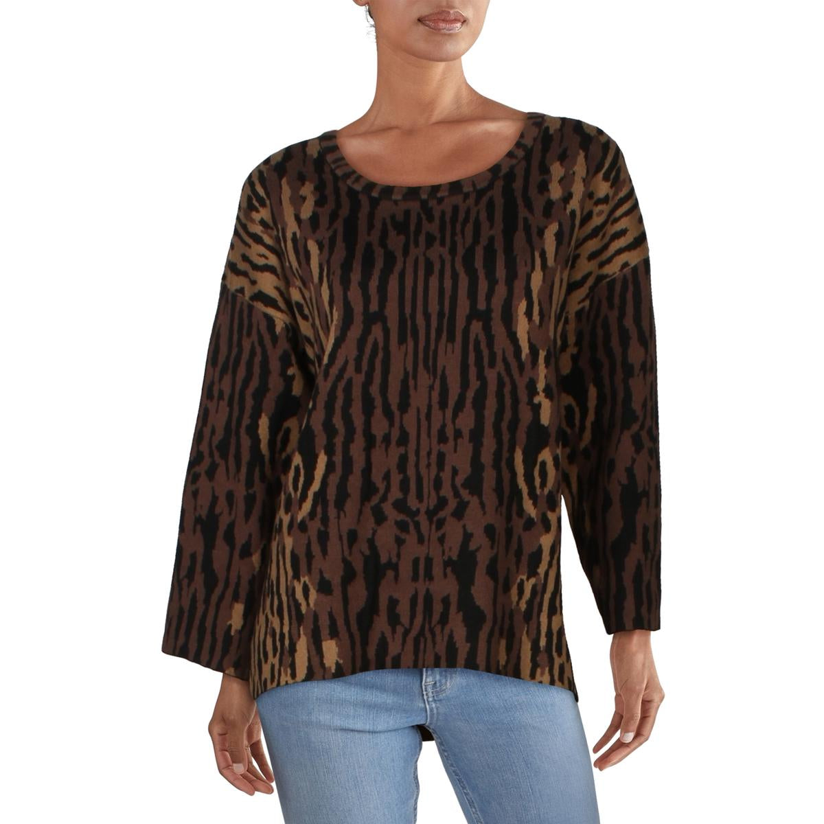 Alise Womens Wool Blend Animal Print Sweater