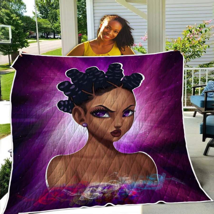 Team Natural African Quilt Blanket – Black Girl Dreadlock Magic Quilt Blanket Christmas Gift Ideas