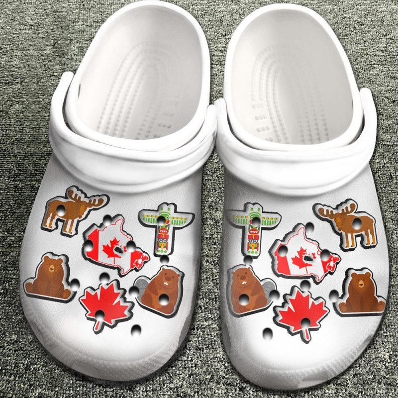 Canada With Symbols For Men And Women Gift For Fan Classic Water Rubber clog Shoes Comfy Footwear