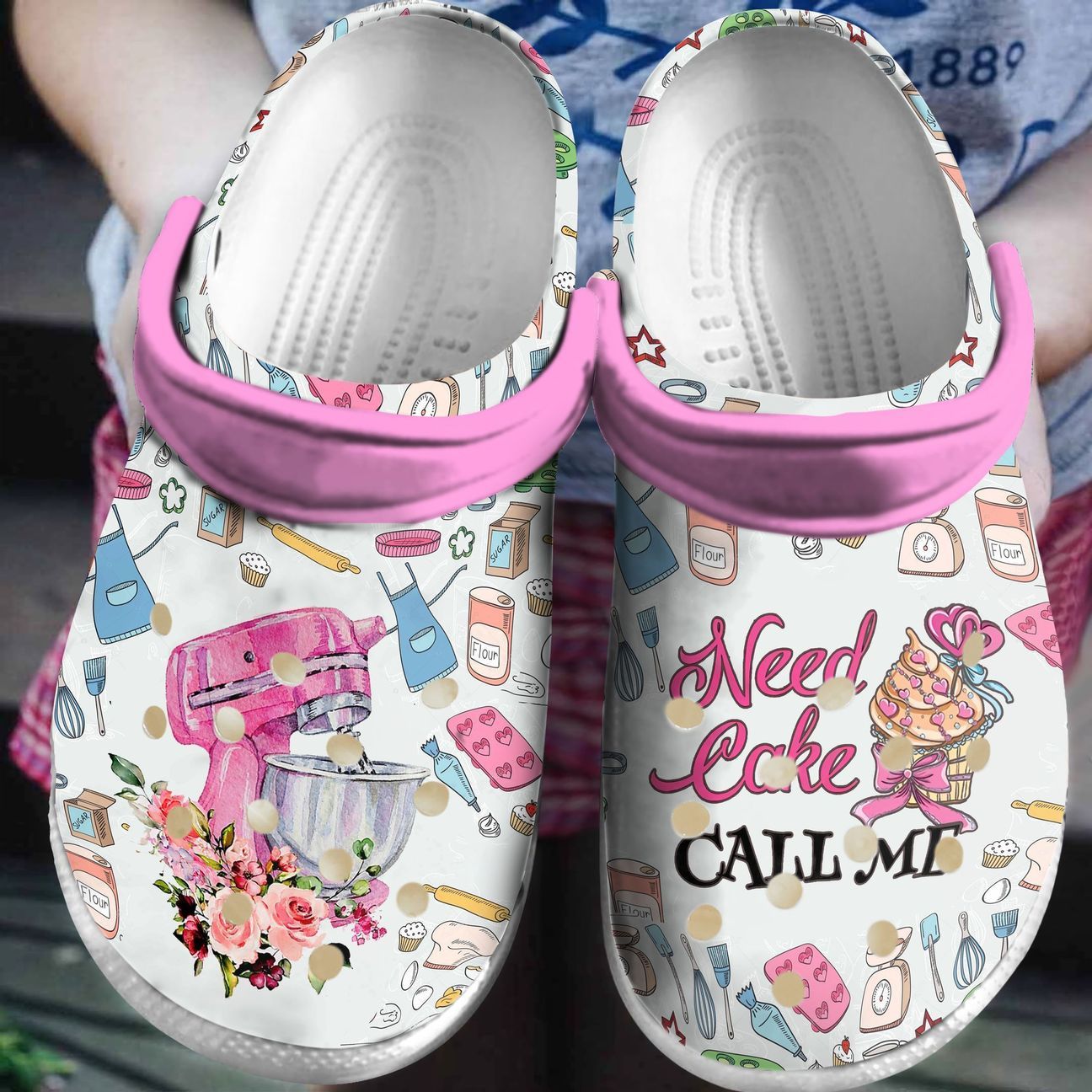 Baking Personalized Clog, Custom Name, Text Need Cake Call Me, Fashion Style For Women, Men, Kid, Print 3D