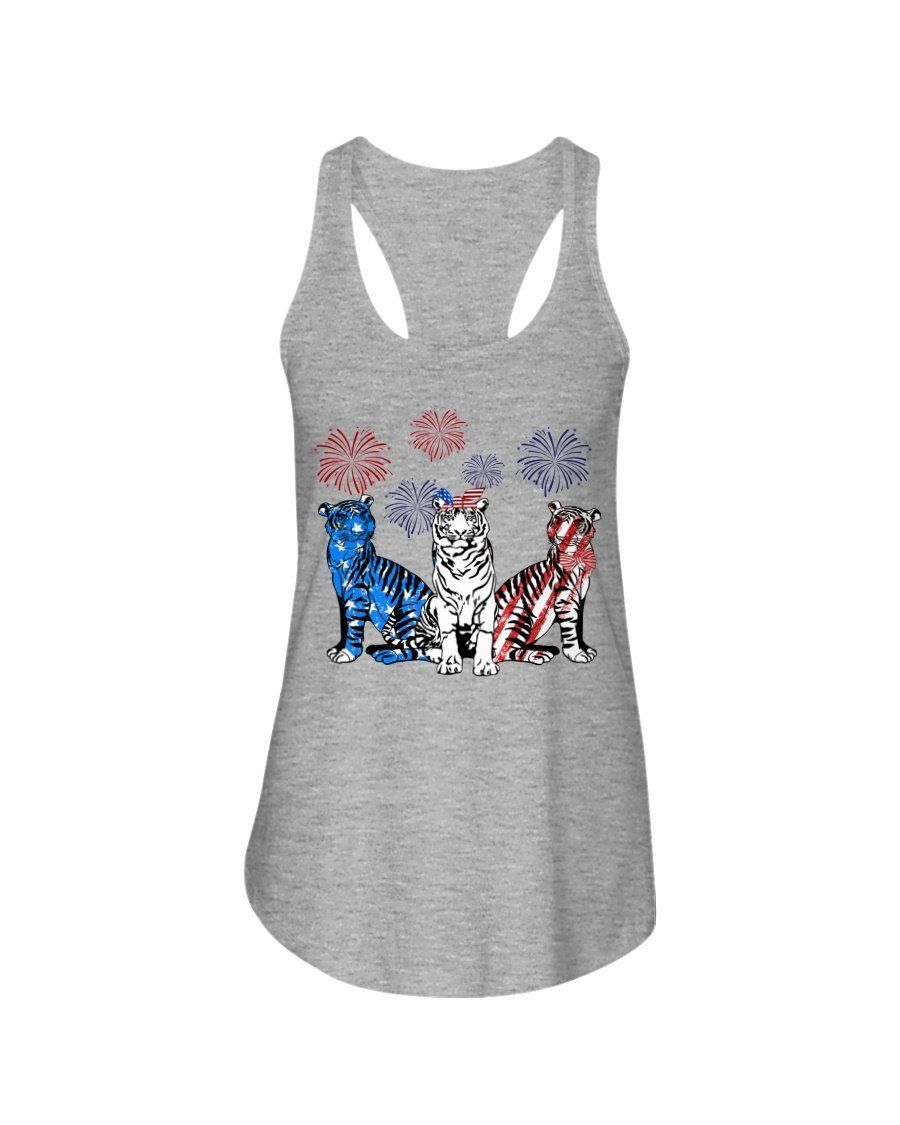 Tigers America Flag For Us Independence Day Ladies Flowy Tank