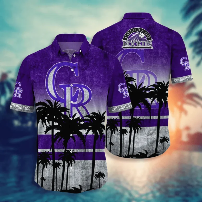 Colorado Rockies Tropical Sunset Hawaiian Shirt