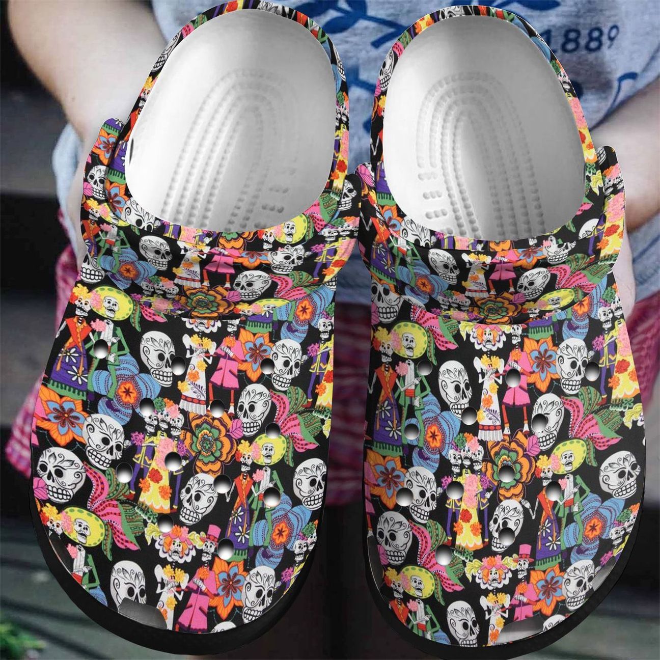 Day Of The Dead Personalized Clog, Custom Name, Text, Color, Number Fashion Style For Women, Men, Kid, Print 3D