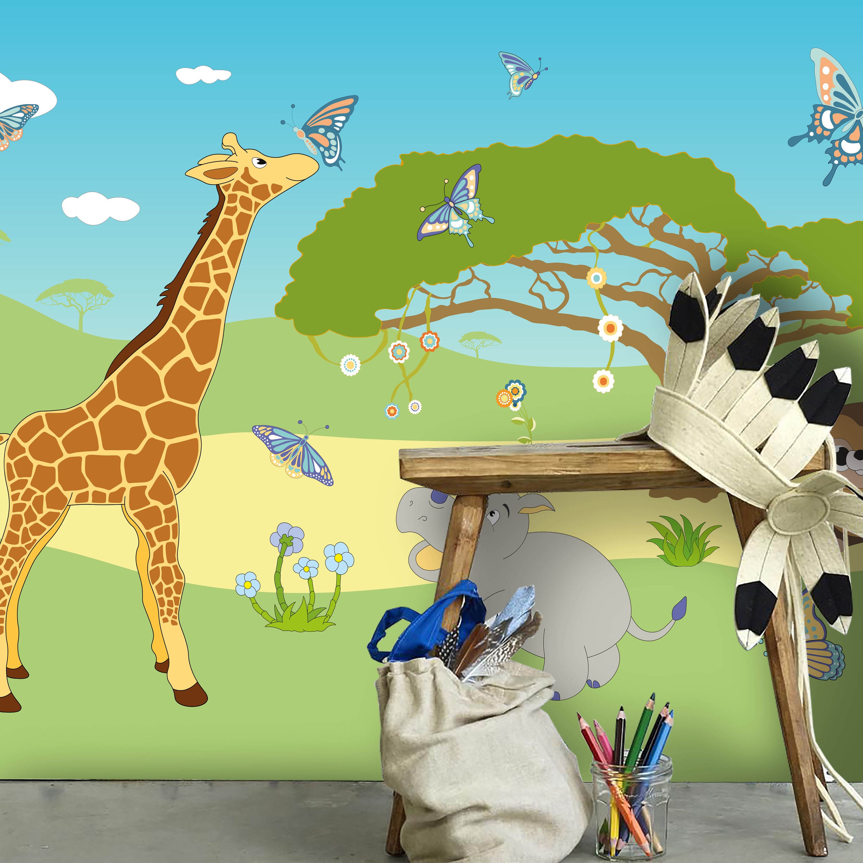 3D Kids, Cartoon, Forest, Animal Wallpaper-Nursery