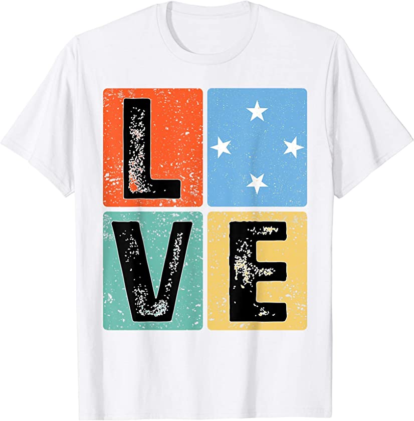 Vintage Retro I Love Micronesia Flag for Micronesian Pride T-Shirt