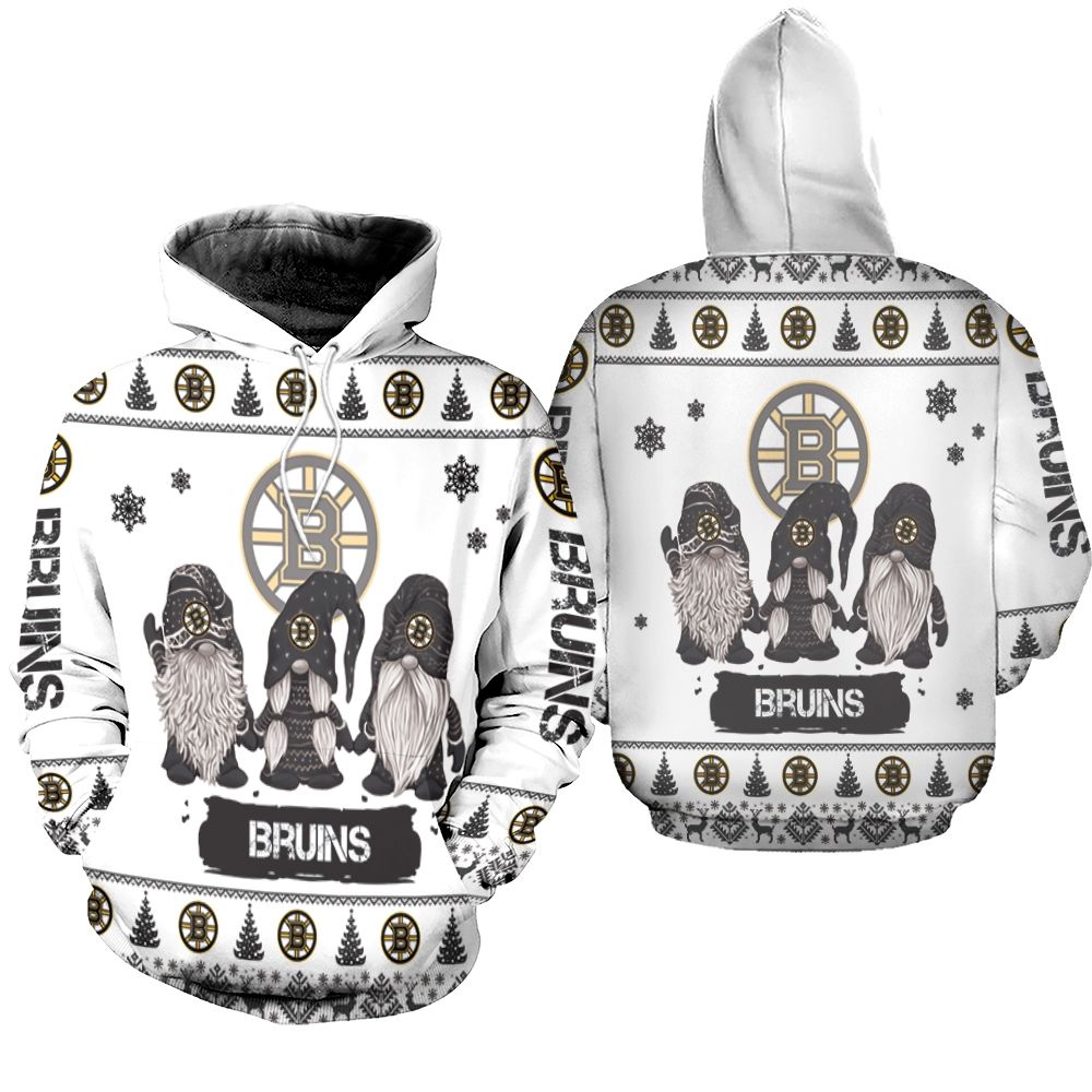 Christmas Gnomes Boston Bruins Ugly Sweatshirt Christmas 3D Hoodie