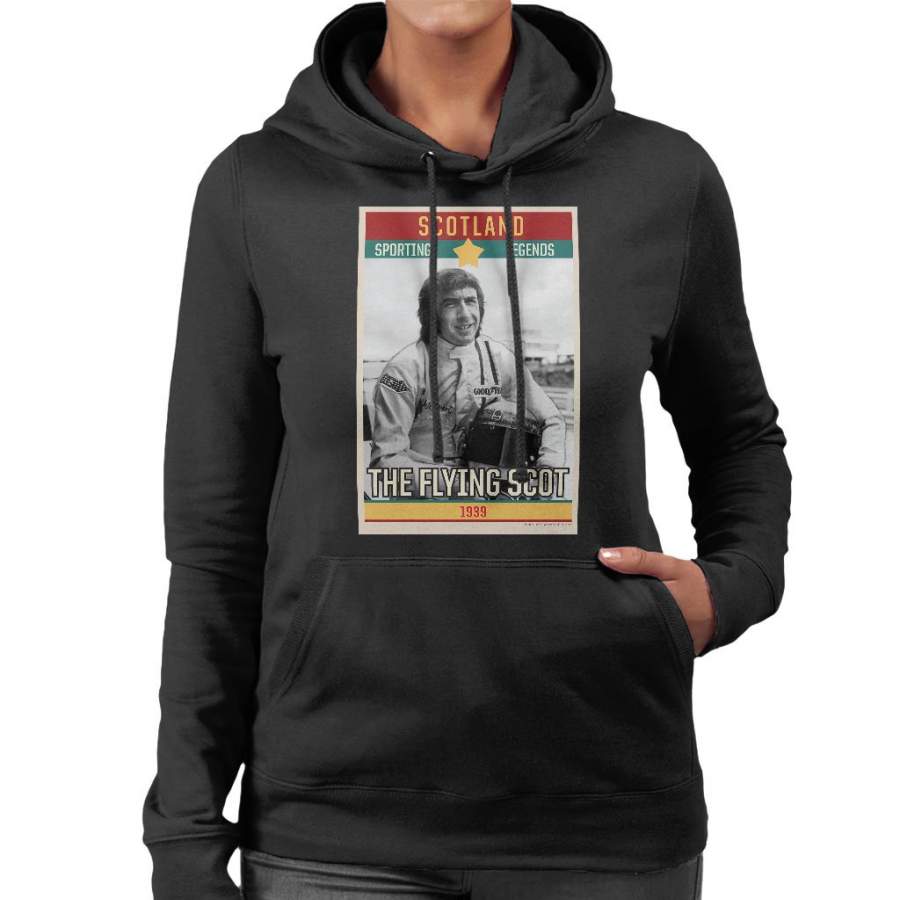 Sporting Legends Poster Scotland Jackie Stewart Formula 1 The Flying Scot 1939 Women’s Hooded Sweatshirt