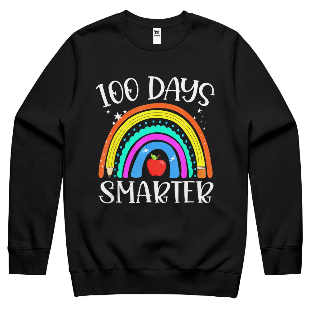 100Th Day Of School 100 Days Smarter Teacher And Student Crewneck Sweatshirt