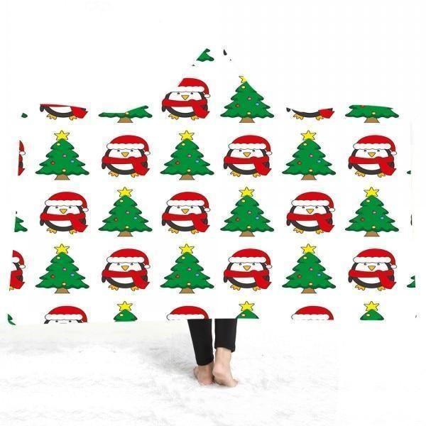 X-Mas Penguins X Trees Hooded Blanket Christmas Decoration Ideas